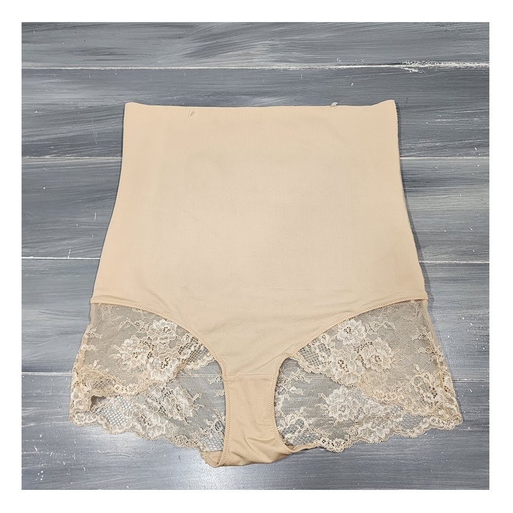 Maidenform Womens High Waist Firm Control Lace Shapewear Brief Nude Dms704 Large